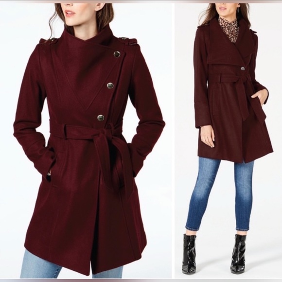 guess asymmetrical wrap coat